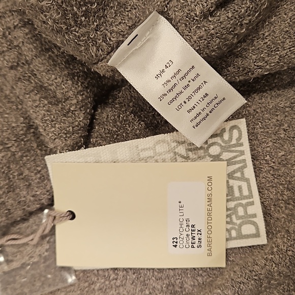 💕BAREFOOT DREAMS💕 CozyChic Lite Circle Cardigan ~ Pewter Gray 2X NWT - Picture 16 of 16